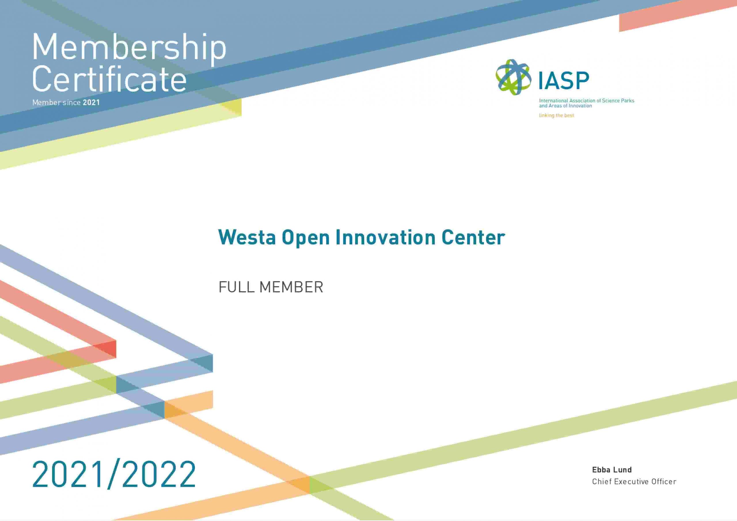 مرکز نوآوری وستا عضو انجمن جهانی پارک های علمی IASP